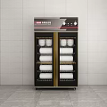 Kitchen Disinfection Cabinet With Double Door Multi Layer Shelves And Black Gold Design