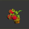 Potted Plant With Green Leaves And Red Fruits In Orange Rope Decorated Pot