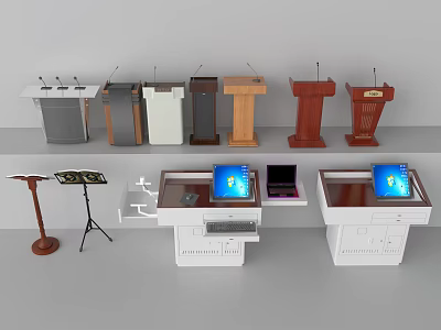 Modern Functional Desk With Display Screen For Presentation And Office Use 3d model