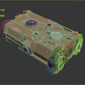 Golden Weapon Tactical Mechanical Component With Circular Holes And Metallic Texture 3d model