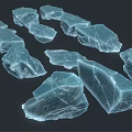 Multiple Blue Ice Crystal Shards With Various Shapes On Dark Background 3d model