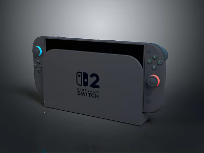 Nintendo Switch 2 Gray Console With Blue And Red Controller Buttons Portable Gaming Device 3d model