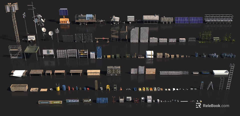 Comprehensive Hardware Tools Collection With Tool Racks Storage Boxes And Accessories 3d model