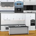 Modern Kitchen Interior With White Cabinets Island Black Countertop And Appliances