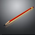 Colorful Pencil With Yellow Red Body Black Tip On Smooth Surface Shadow