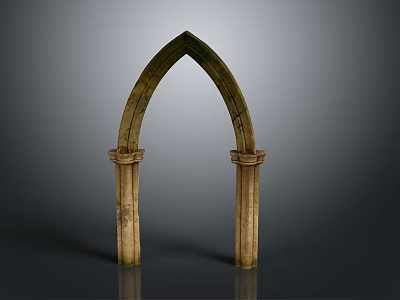 Vintage Gothic Arch Architectural Design With Stone Pillars And Medieval Style 3d model