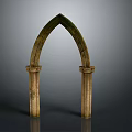 Vintage Gothic Arch Architectural Design With Stone Pillars And Medieval Style