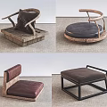 Elegant Minimalist Lounge Chairs With Wooden Metal Frames And Leather Woven Cushions
