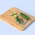Fresh Whole Cucumbers and Sliced Pieces Placed on Wooden Cutting Board