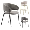 Modern Gray And Beige Velvet Bar Stools With Black And Gold Legs Design