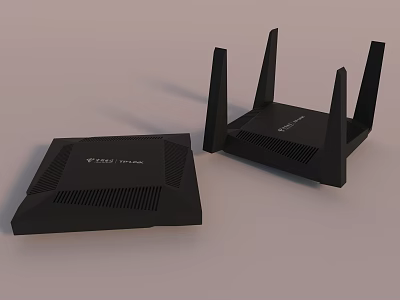 Black Wireless Router And Ethernet Modem For Home Network Daily Use Electronics 3d model