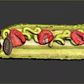Matcha Layer Cake With Strawberries And Pistachios On Top