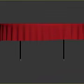 Round Dining Table With Red Tablecloth Pleated Edges And Metal Legs On Dark Background