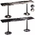 Elegant Marble Console Table With Smooth Top And Black Metal Support Base 3d model