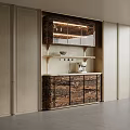 Modern Wine Cabinet with Marble Texture LED Lighting and Display Shelves