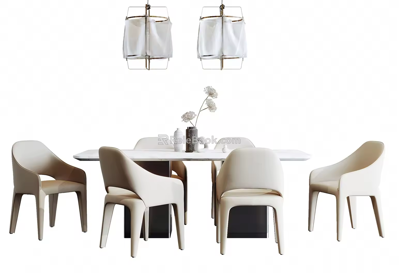 Modern Dining Table and Chair Combination 3d model