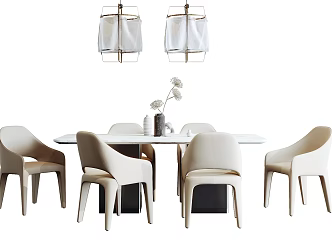 Modern Dining Table and Chair Combination 3d model