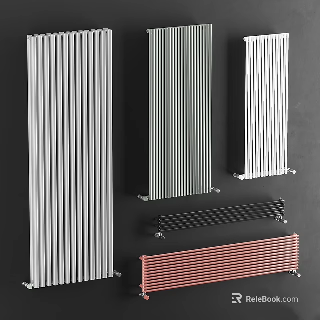 Modern Stylish Radiators In Various Colors And Designs For Home Heating 3d model 
