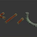 Red And White Plumbing Components Including Elbow Straight Pipe And Fittings