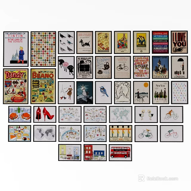 Animal Paintings Collection With Diverse Styles And Adorable Animal Themes For Home Decor 3d model 