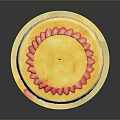 Delicious Birthday Cake With Yellow Cream Strawberry Decoration Happy Birthday Topper And Lit Candle