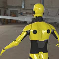 Smart Humanoid Robot With Yellow Exterior And Black Components In Industrial Warehouse Setting