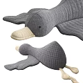 Plush Duck Toys In Gray And Beige Quilted Fabric With Soft Wings And Long Beak