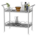Stylish Bar Cart Setup With Ice Bucket Bottles Plant And Glassware