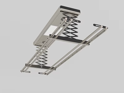 Ceiling Mounted Retractable Metal Clothes Hanger With Spring And Foldable Structure 3d model