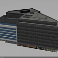 Modern Commercial Building With Glass Facade Retail Shops And Irregular Roof Design
