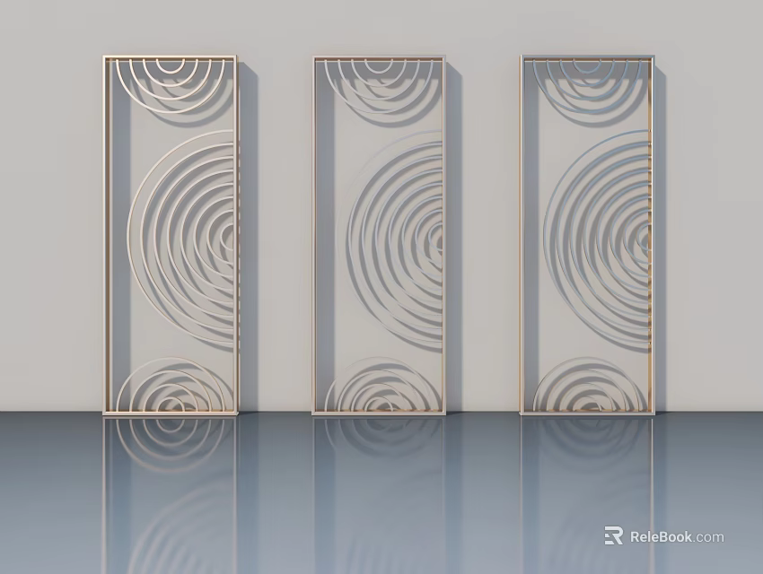 Three Modern Panel Doors With Intricate Spiral Patterns For Interior Design 3d model
