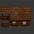 Traditional Log Cabin With Red Tile Roof Wooden Balcony And Porch Structure Design
