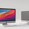 Modern Office Appliances With Computer Monitors Keyboard And Mouse Setup