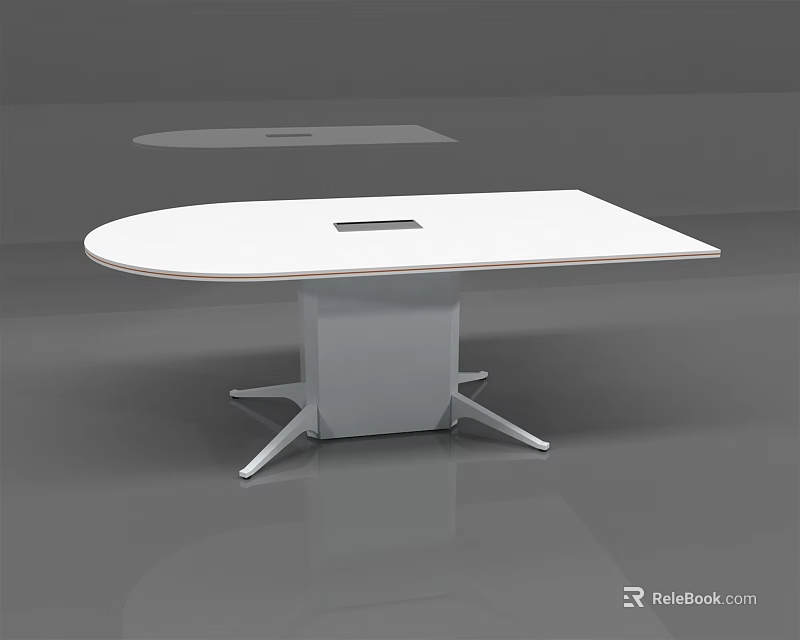 Modern White Office Table With Unique Base Design And Sleek Surface 3d model