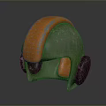 Futuristic Helmet Design With Orange Accent And Green Textured Surface