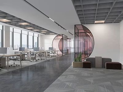 Modern Public Office Area Company Public Office Area Workstation Desk 3d model