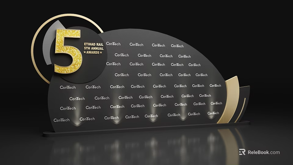 Commercial Equipment 5th Annual Display Stand With Cortina Brand Gold Accents And Tiers 3d model 