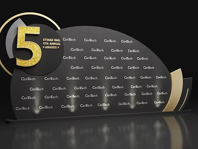 Commercial Equipment 5th Annual Display Stand With Cortina Brand Gold Accents And Tiers 3d model