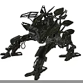 Futuristic Mechanical Creature With Multi Legged Structure And Green Glowing Eyes 3d model