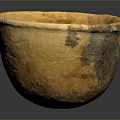 Hand Carved Clay Bowl Sculpture With Ancient Textured Surface And Seeds Inside