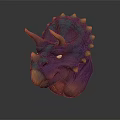 Detailed Colorful Triceratops Head Model With Spiked Frill And Vibrant Skin