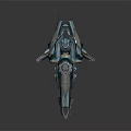 Futuristic Winged Sci-Fi Spaceship 3D Model With Blue Gray Design And Mechanical Details