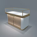Elegant Modern Display Cabinet Shelf With Glass Showcase Golden Frame And Lighting