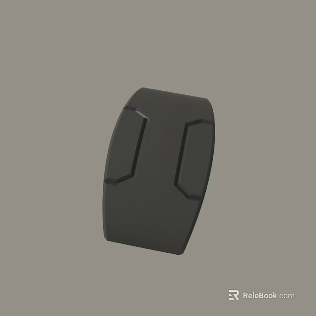 Black 3D Model Component With Symmetric Groove Design And Smooth Surface 3d model 