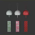 Colorful Decorative Wind Chimes With Bamboo Cherry Blossom And Geometric Pattern Tags