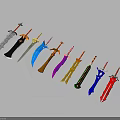 Colorful Fantasy Swords Weapon Collection With Various Designs And Bright Colors