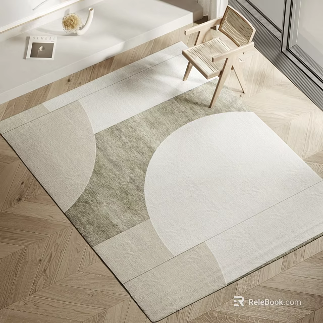 Modern Square Rug With Geometric Patterns In Light Tones For Living Room 3d model 