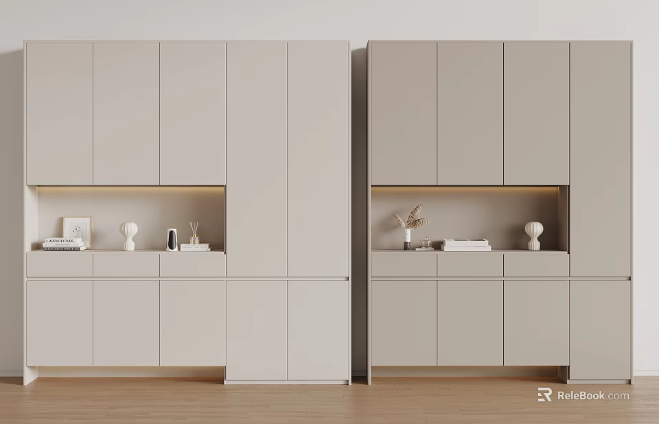 Modern Shoe Cabinet Interior Design With Minimalist Panels And Storage Compartments 3d model 