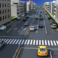 Modern Urban Road Infrastructure With Traffic Markings Zebra Crossing Lane Dividers And Street Lights