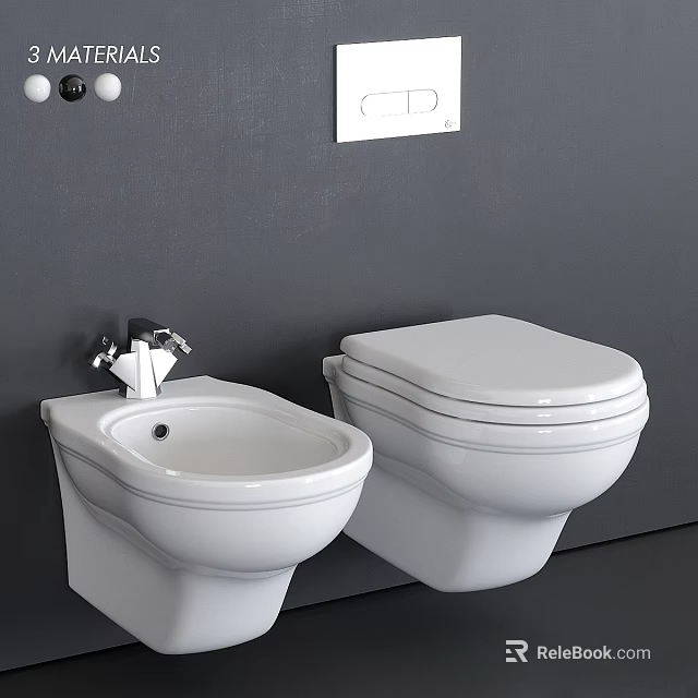 Sleek Modern Wall Mounted White Toilet Design With Ceramic Finish And Clean Lines 3d model 